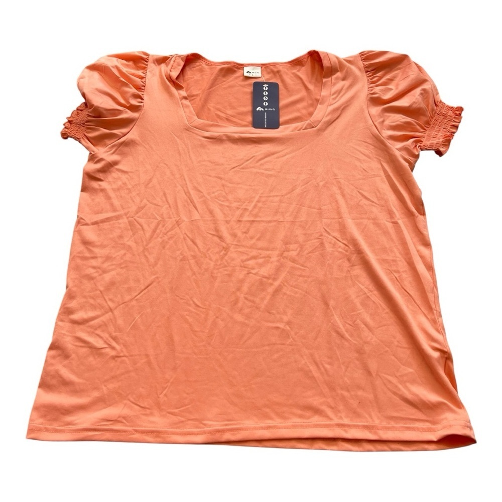 ❤️3/$15 NWT Women's Misifi Square Neck Puff Sleeve Top in Coral Peach- Size L